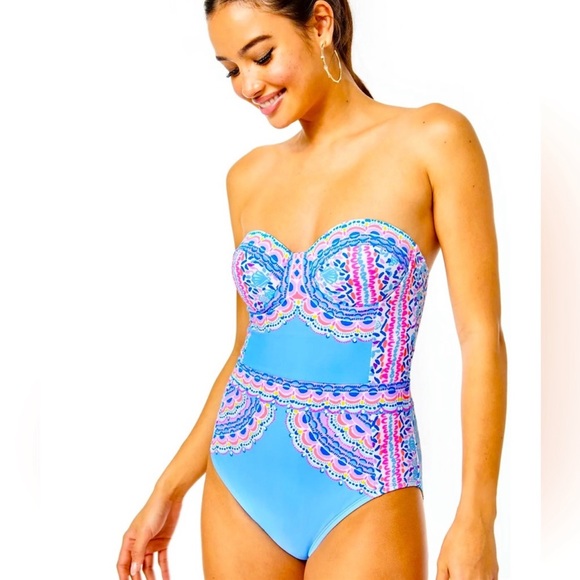 Lilly Pulitzer Anthea One-Piece Swimsuit Multi Seaside Shindig size 12 NWT - Picture 2 of 12